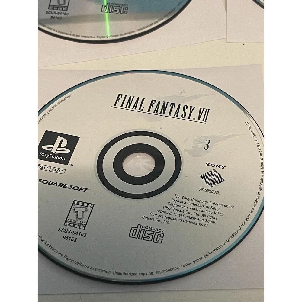 Final Fantasy VII PS1 (PlayStation) Discs 1 2 & 3 DISCS ONLY Untested